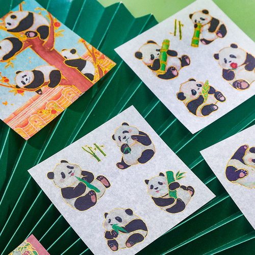 Sichuan Giant Panda Accompanying Gift DIY Handpiece Decoration Material Sticker Set City Souvenirs Cute Small Fresh