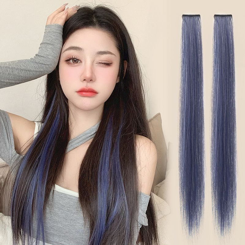 Colorful Clip-In Hair Extensions, One-Piece Fake Hair, Gradient Highlights, Real Hair, Trendy, Fashionable and Versatile