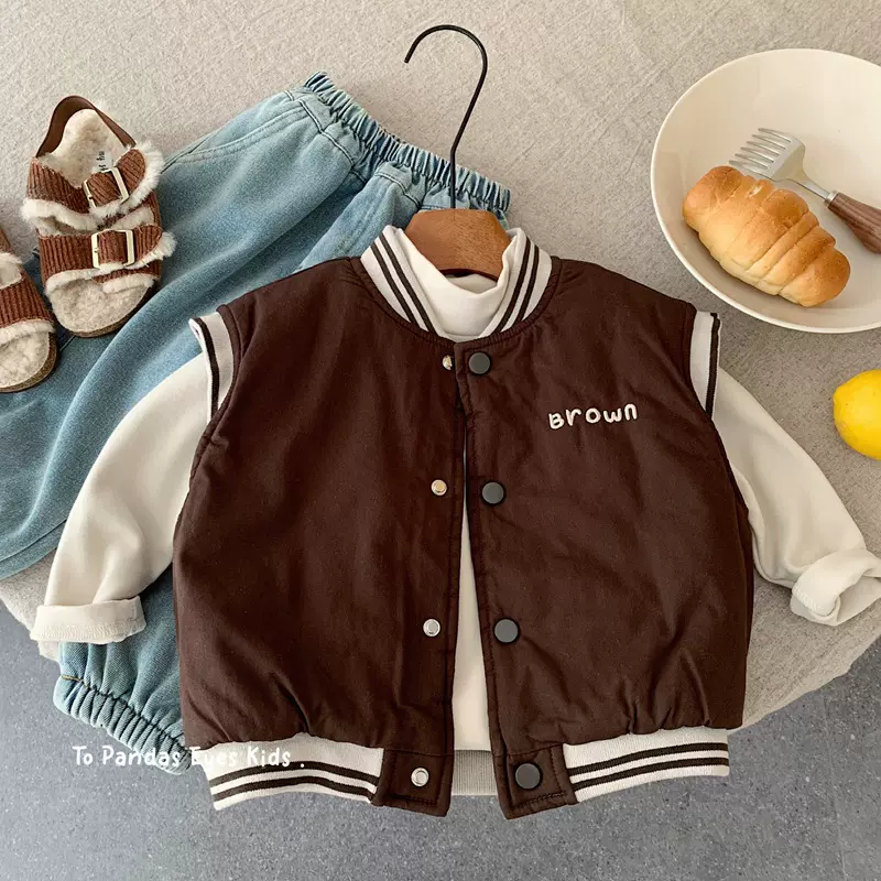 男童夹棉马甲冬款2025冬装新款加厚保暖儿童中小童外穿上衣日系潮