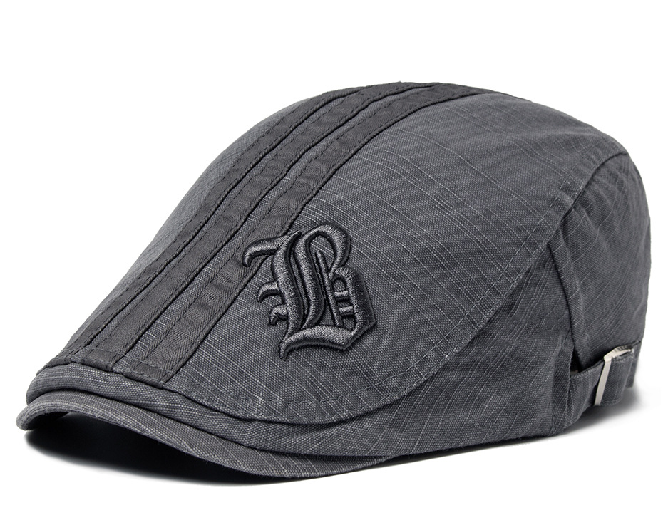 Berretto nuovo stile da uomo alla moda in cotone ricamato traspirante con ombreggiatura in lingua d'anatra primavera, estate, autunno protezione solare_voghion.com