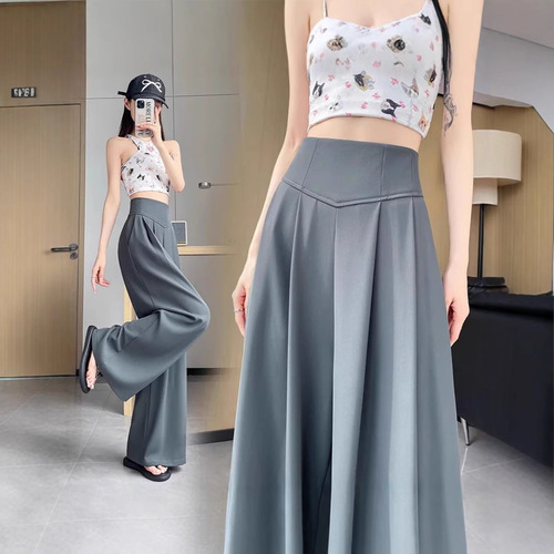 2025 Women's Suit Pants New Slimming High-Waisted Loose Tidal Straight Leg Floor-Length Casual Pants Spring and Autumn Season
