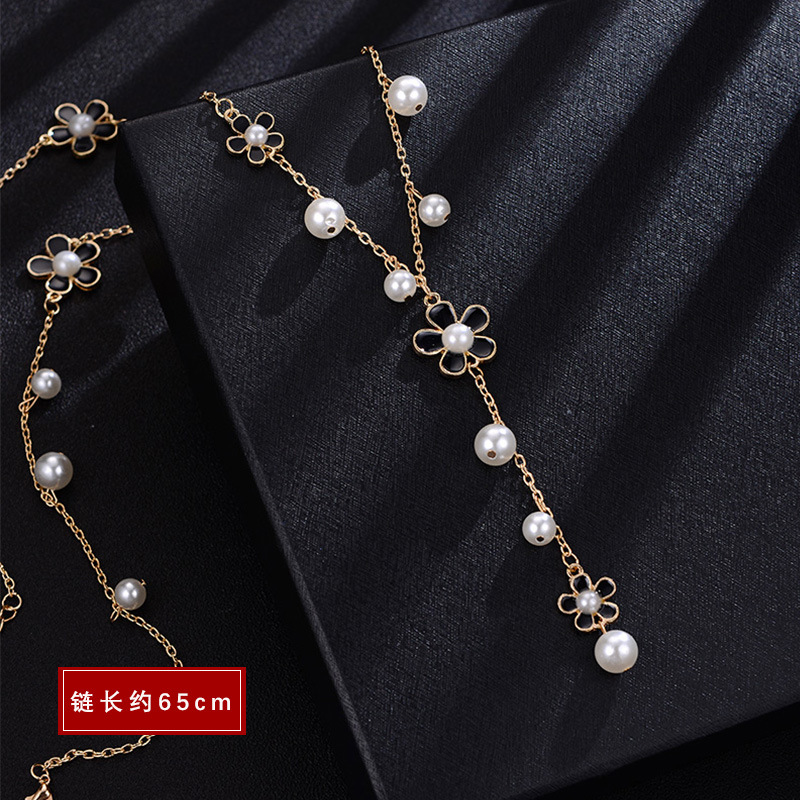 Otoño e invierno ligero estilo de lujo suéter Cadena de alto grado de las mujeres todo partido largo borla collar perla colgante accesorios al por mayor