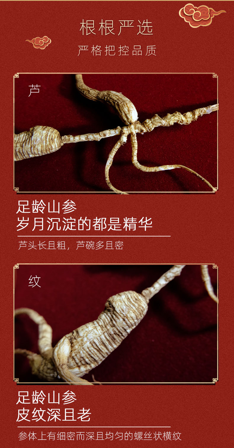 Jilin Changbai Mountain Forest Ginseng Gift Box Dried Ginseng Root for Cooking Elderly Gift specifications