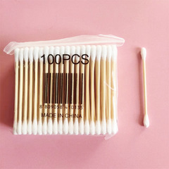 Double-ended cotton swabs, wooden swabs, sanitary tampons, makeup ear removal, disposable bamboo swabs, household 100-pack cotton swabs