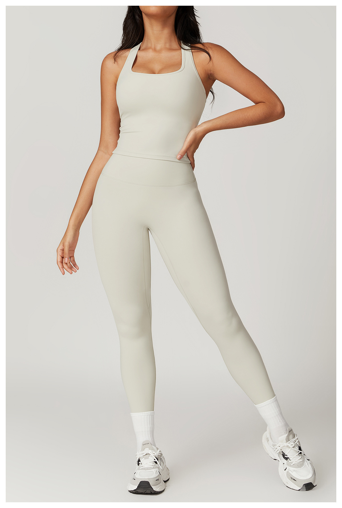 Women's Sport Style Solid Color Nylon Spandex Round Neck Tracksuit Vest Leggings display picture 37