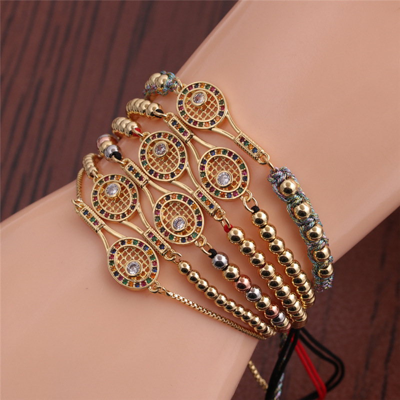 Cross-border foreign trade jewelry Amazon new fashion simple color zircon tennis racket adjustable bracelet Europe and the United States
