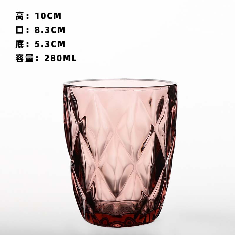 Taza de vidrio casera diamante de color engrosado taza de jugo de hoteles enjuague bucal de pareja cepillo de dientes taza