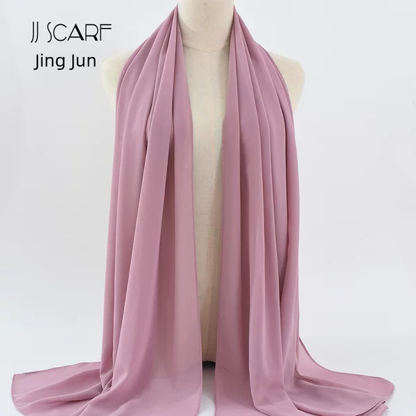 132S In-Stock Plain Pearl Chiffon Silk Scarf Women's Scarf 70*180 Basic Style Headscarf Long Scarf