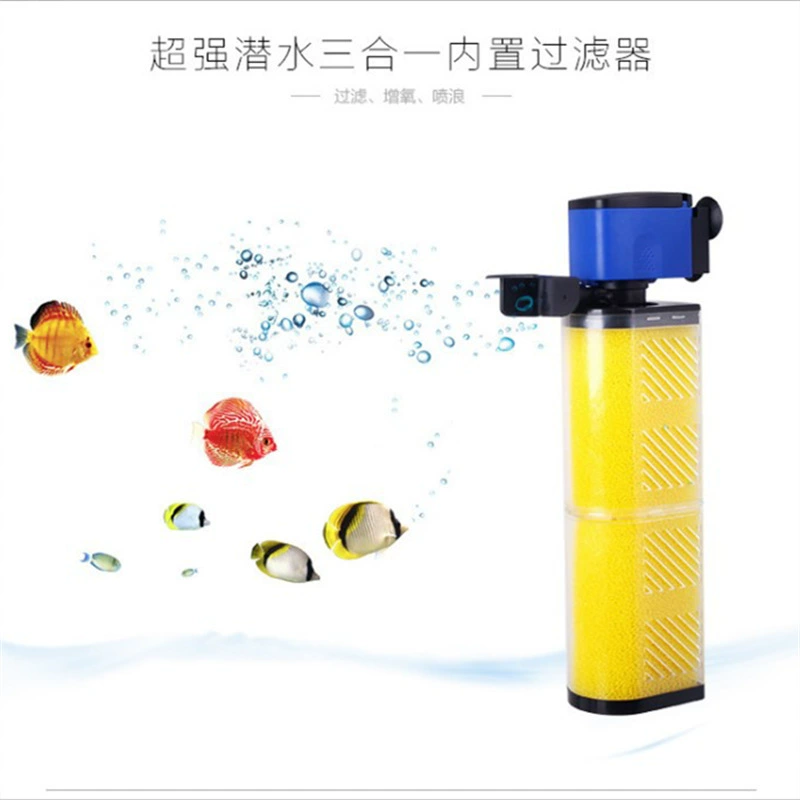 Встроенный кислородный фильтр для аквариума «Три в одном», погружной насос, фильтр, сверхтихая очистка воды, встроенный фильтр