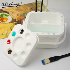 Multifunctional 5-in-1 Portable Water Bucket Multifunctional Water Bucket Color Mixing Bucket Color Mixing Box Portable Brush Washing Bucket Square