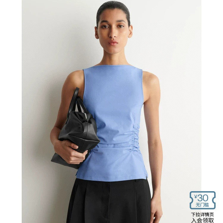 Cos Style Women's Clothing Mall Same Style Slim Fit Waist-Cinching Vest Light Blue 2026 Summer New Vest t