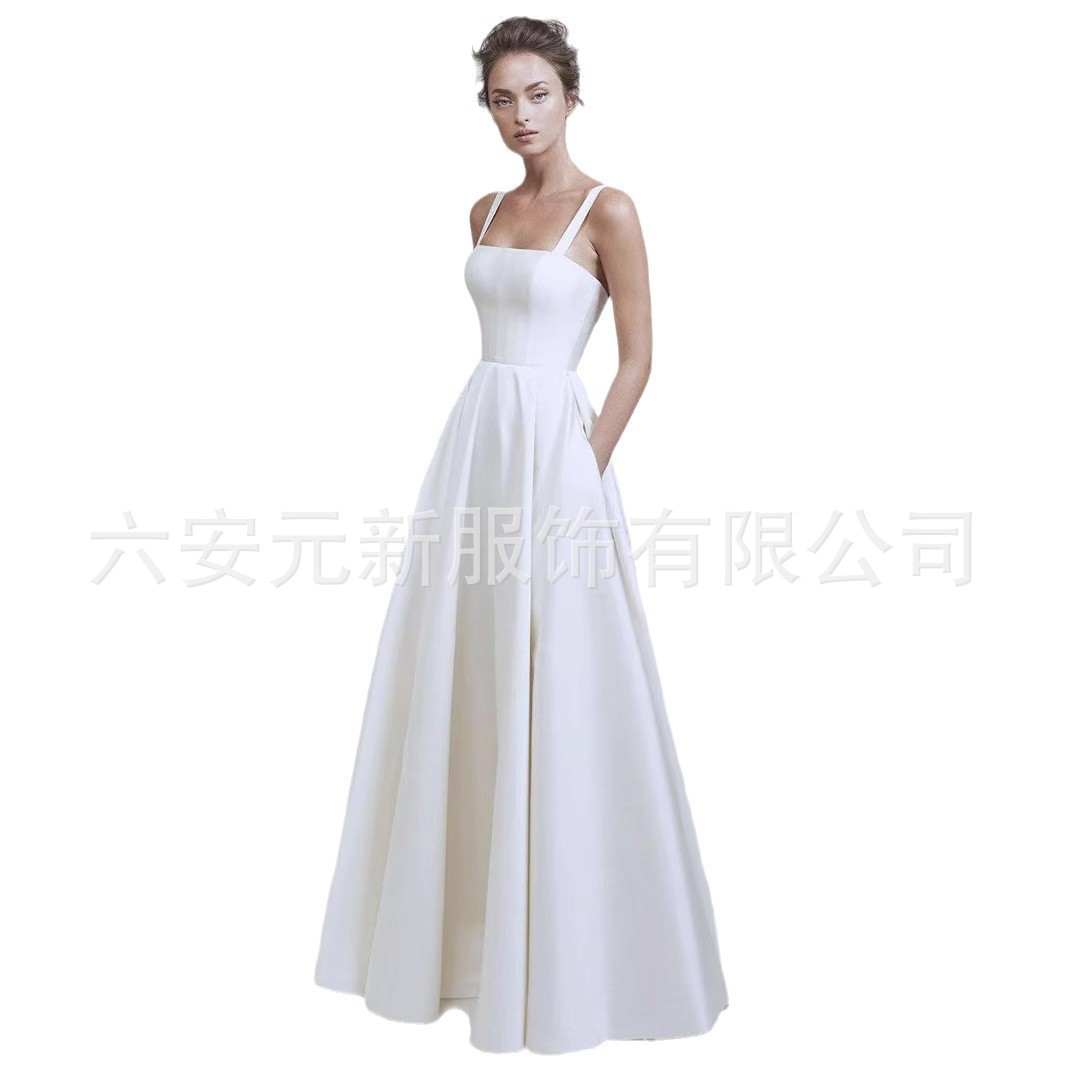 Europa y los Estados Unidos comercio exterior Amazon AliExpress nuevo vestido de novia simple damas A-long string vestido delgado image 5