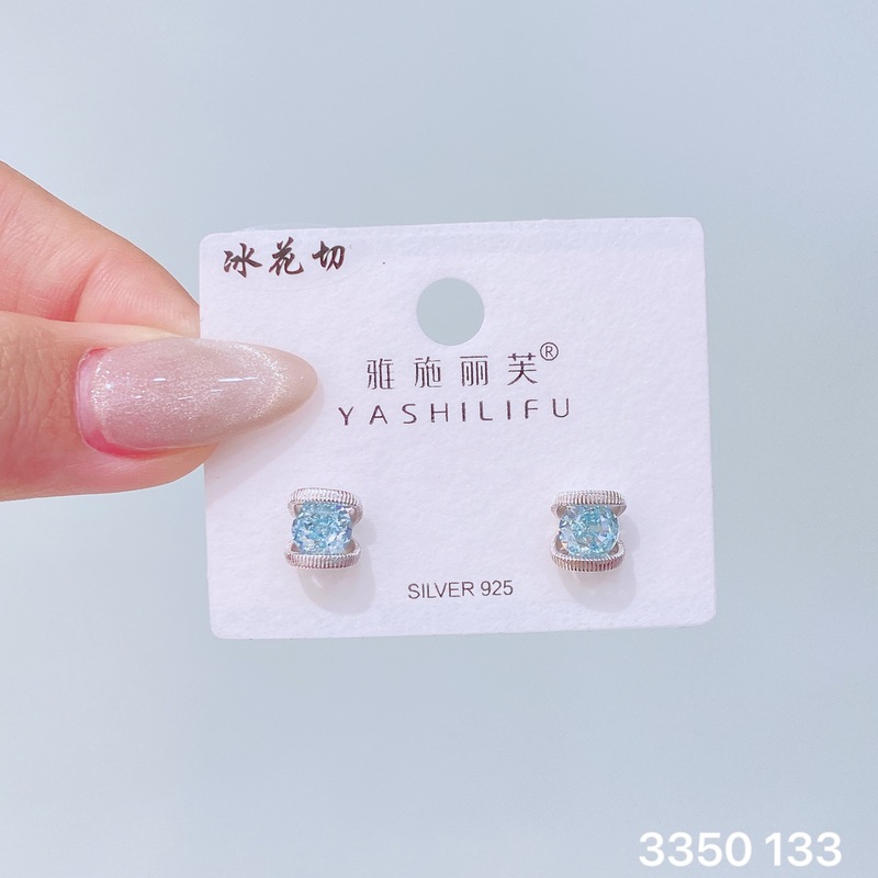 Yashilifu s925 スターリングシルバークロスボーダーホット輸入アイスフラワーカットイヤリング高級ハイエンド光沢のある女性のイヤリング新しい|undefined