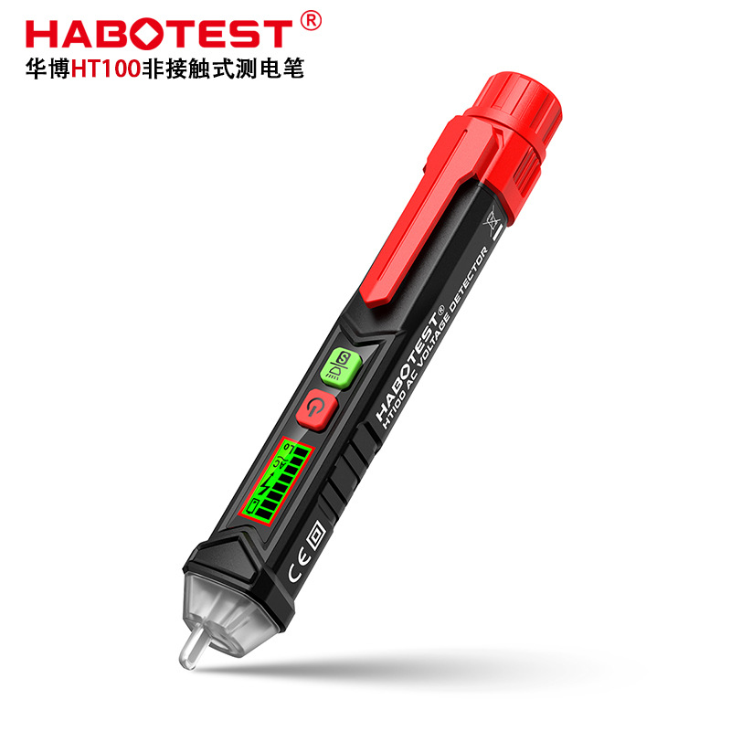 HABOTEST华博HT100测电笔非接触式高灵敏数显声光报警感应电笔