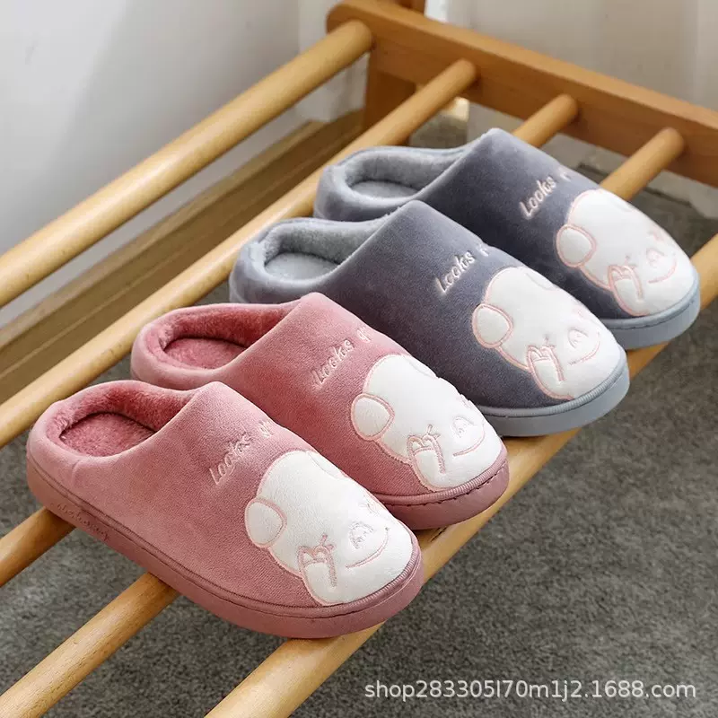 清仓棉拖鞋女士冬季防水居家室内简约情侣保暖毛绒厚底家用拖鞋男