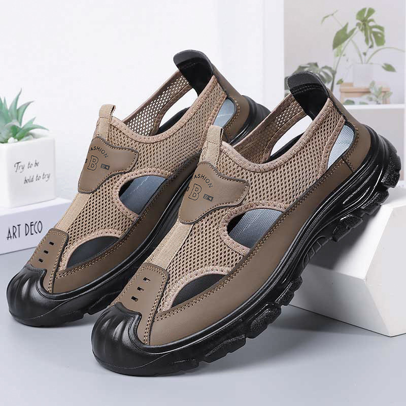 Sandalias para hombres, nuevos zapatos de poliuretano, zapatos casuales huecos, zapatos transpirables para hombres, zapatos simples y cómodos