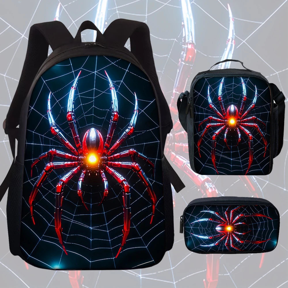 Mochila impresa de venta caliente transfronteriza, mochila escolar para estudiantes de primaria y secundaria, mochila de gran capacidad, bolso, estuche para lápices, juego de tres piezas