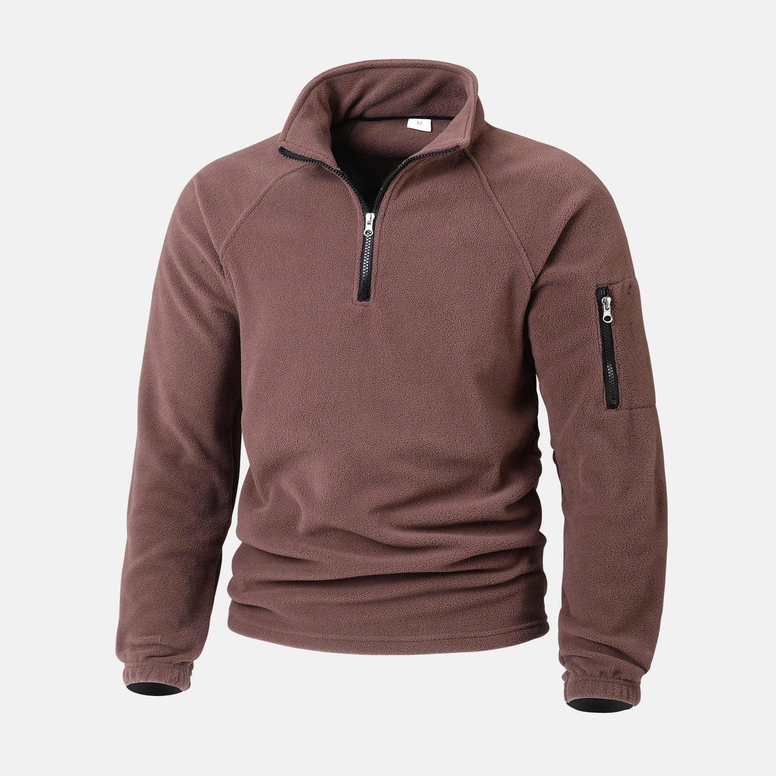 Cross-Border Foreign Trade Tactical Fleece Jacket for Men, Warm Autumn and Winter Solid Color Fleece Pullover with Stand Collar