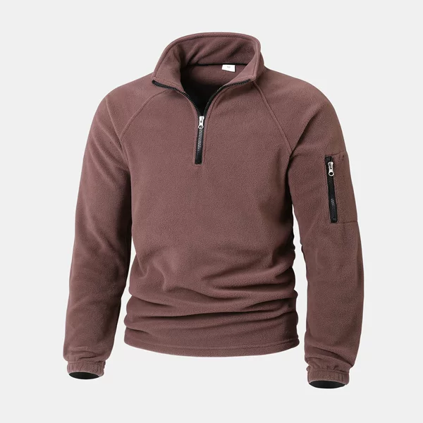 Cross-Border Foreign Trade Tactical Fleece Jacket for Men, Warm Autumn and Winter Solid Color Fleece Pullover with Stand Collar