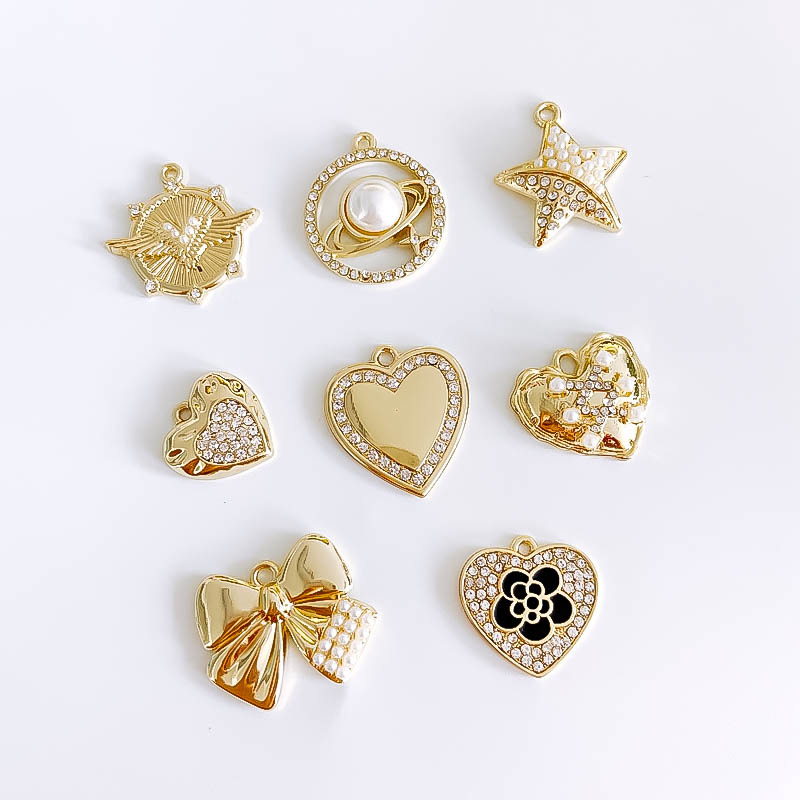 Plating Design 10 PCS/Package 19*23mm 22*20MM 23 * 20mm Metal Star Heart Shape Bow Knot Pendant