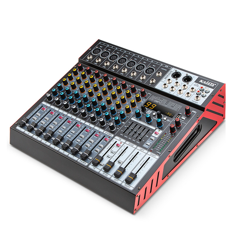 Mezclador profesional con amplificador de potencia de 8 vías con Bluetooth USB equilibrado reverberación DSP 99 efectos caseros escenario boda