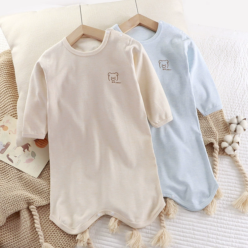 Осенне-зимняя детская одежда из чистого хлопка без костей комбинезон для новорожденных Детская Ночная рубашка пижамы теплое осеннее белье оптом