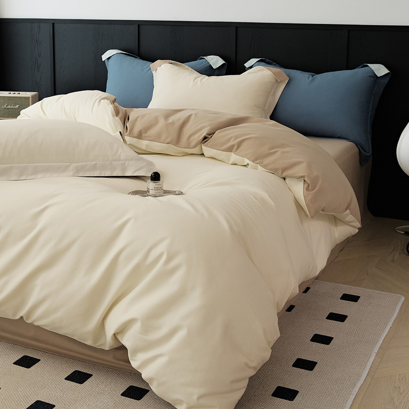 High-end 100 algodón largo molido de cuatro piezas de otoño invierno cálido cubierta de edredón de algodón puro pro-piel de algodón de tres piezas de cama gaza