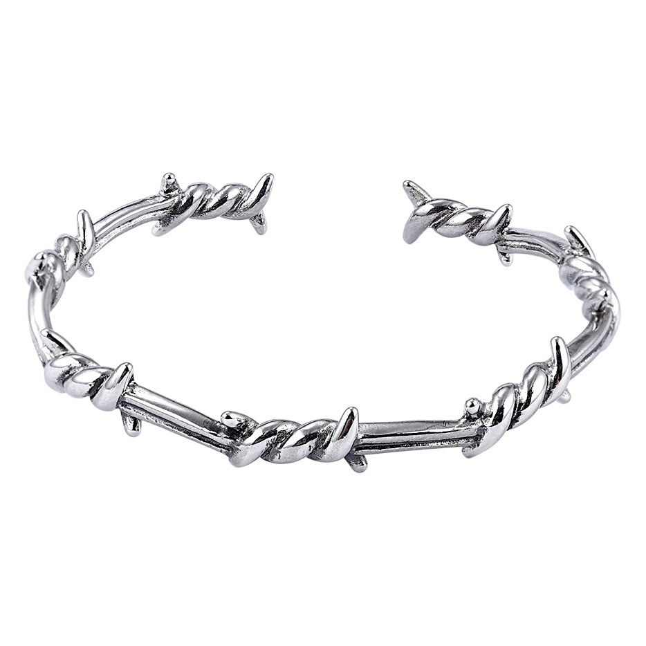 Directamente de la fábrica, joyería de espinas moderna y única, brazalete sencillo de acero inoxidable, brazalete abierto que no se decolora.