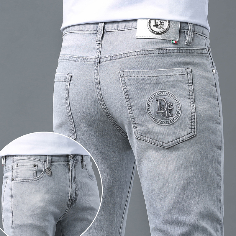 Ice silk fabric! Ice Oxygen Bar Jeans Men's Slim-fit Skinny Pants Summer Thin Tencel Dape Breathable Pants Men