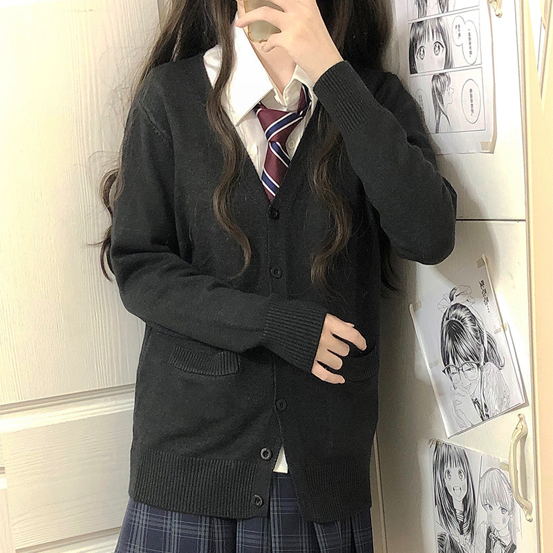 JK 카디건 코트 스웨터 대학 스타일 탑 가을, 겨울 달콤한 소녀 캠퍼스 스타일 학생복