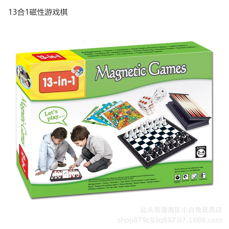 Складная магнитная игра-ходилка 13 в 1 20×20 см