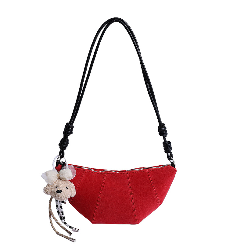 Bolso Bandolera Tipo Dumpling de PU con Costuras para Uso Diario