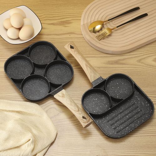 Cross-border medical stone four-hole omelette pan flat bottom non-stick egg pan mini frying pan breakfast pan kitchen artifact frying pan