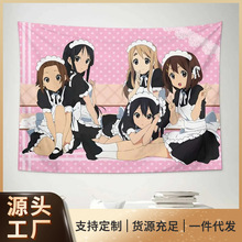 跨境亚马逊背景布二次元少女宿舍房间床头动漫挂毯民宿装饰挂布