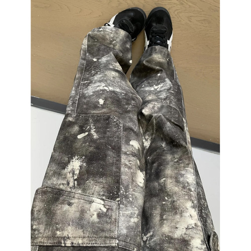Vibe-style American high street retro printed camouflage work pants for men and women, gender-neutral loose niche straight-leg jeans