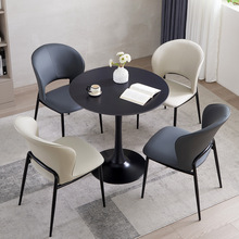 岩板餐桌洽谈桌椅组合酒店接待轻奢小圆桌咖啡厅奶茶店阳台小茶桌