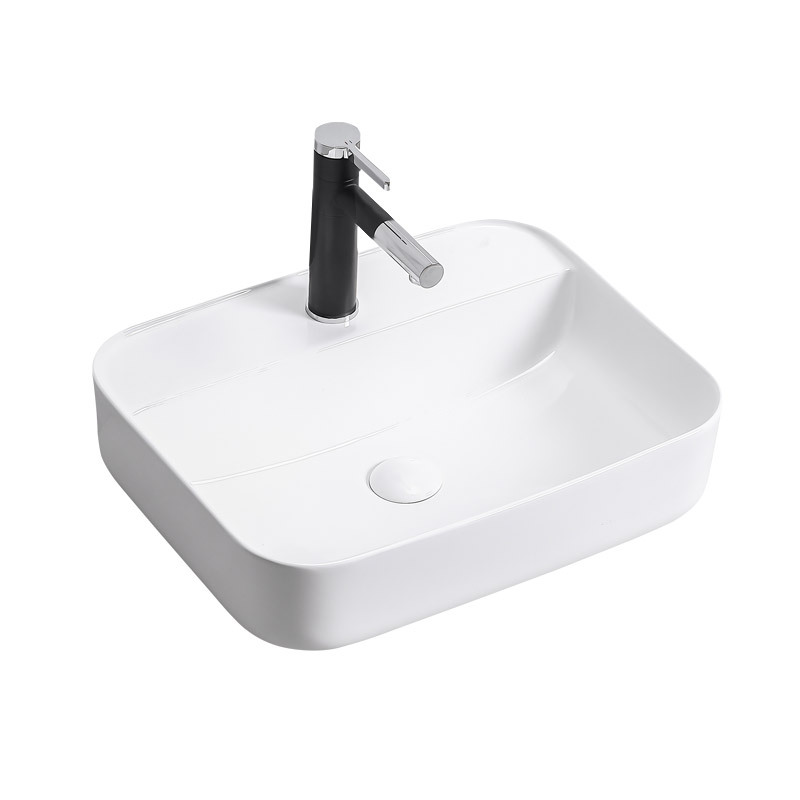 Mesa cuadrada Cuenca del arte integrado lavabo de cerámica Hotel simple lavabo lateral delgada lavabo de baño