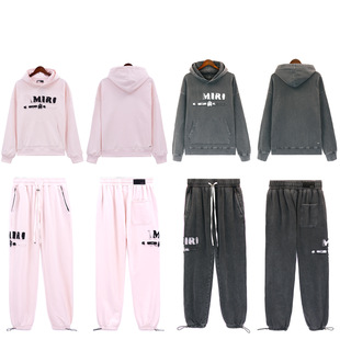 European and American retro OS loose washed old thickened coat casual hooded sweater sweatpants men and women hoodie suit