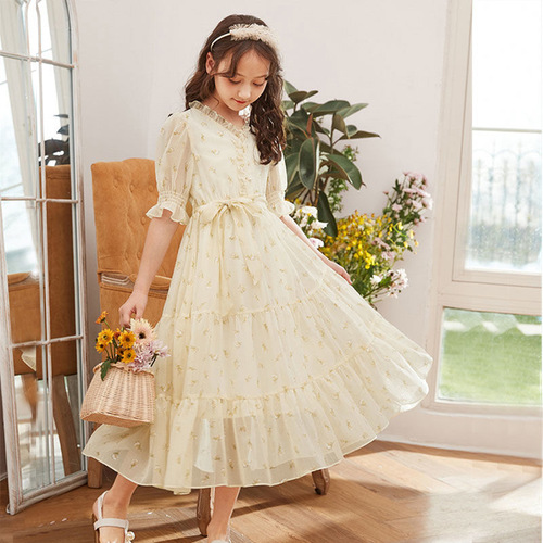Princess Dress for Girls Summer Children's Skirts 2024 New Fashion Girl Long Skirt Summer Outfit for Older Children