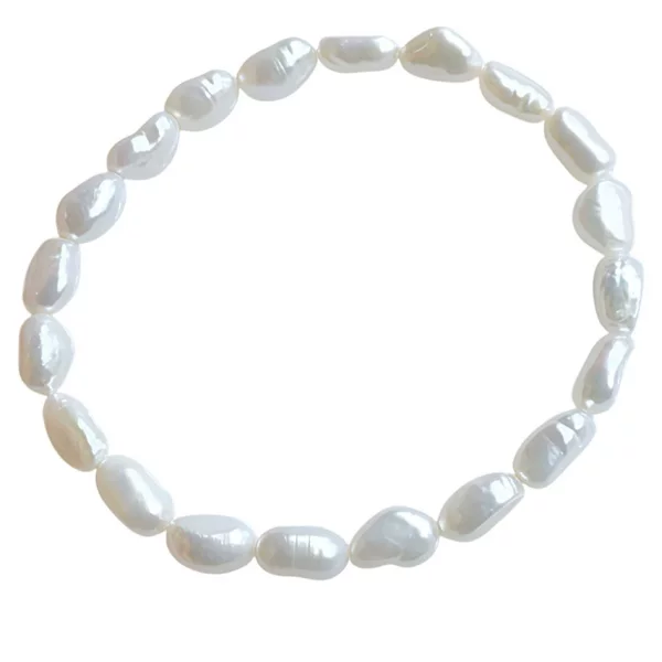 Natural Freshwater Pearl Baroque Irregular Bracelet, Single Circle, Simple and Exquisite White Pearl, Light Luxury