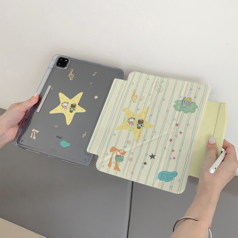 Cream Star Musical Note KT Cat Y+ 70% off suitable for iPad11 protective case air8/7/6 new iPad10 with pen Cream Star Musical Note KT Cat Y+ 70% off suitable for iPad11 protective case air8/7/6 new iPad10 with pen