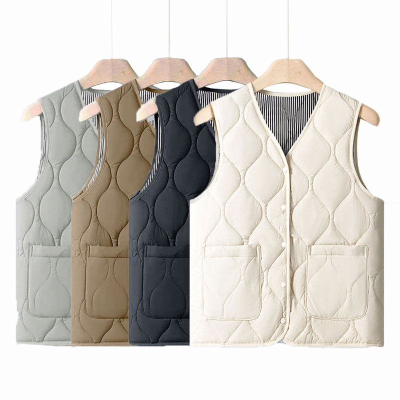 Down Cotton Vest for Women, New Autumn and Winter Slim-Fitting Bottoming Vest, Young and Thin Warm Vest