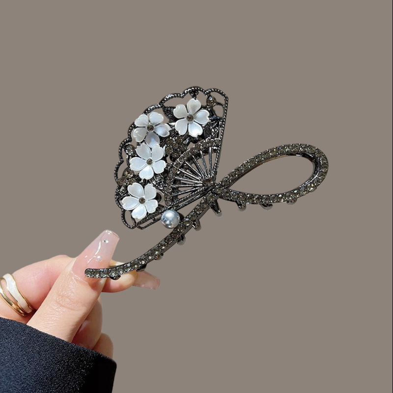 부채꼴 머리핀 총 블랙