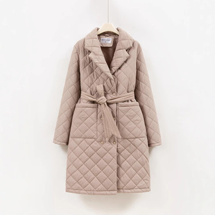 Lightweight Cotton Jacket Women's Fashion Winter 2025 New Lace-Up Cotton Jacket Slimming Look Mid-Length Suit Cotton Jacket