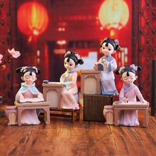 创意复古宫廷风装饰品我是格格系列灯下琴棋书画格格摆件家居批发