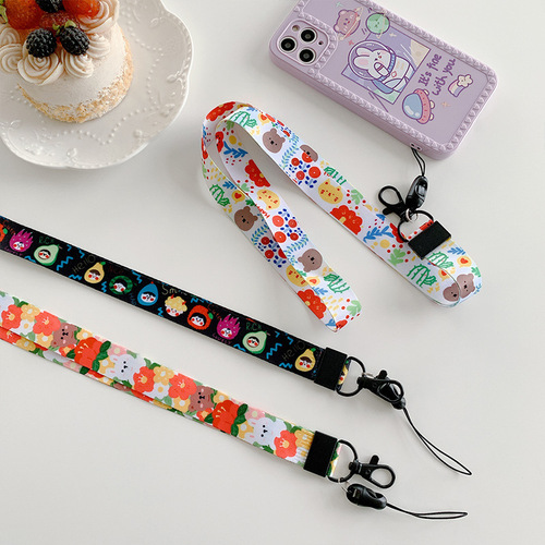 Creative two-in-one mobile phone lanyard, detachable, rotating, long thermal transfer document lanyard, hanging neck, dual-purpose mobile phone lanyard