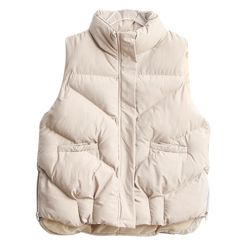 Abajo Chaleco de algodón para mujer Otoño e Invierno 2023 nuevo pequeño chaleco exterior abrigo de cuello alto chaleco exterior para mujer