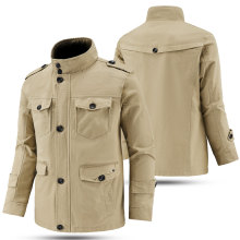 厂家直供春秋中长款外套男中青年时尚大码风衣男多口袋夹克棉跨境