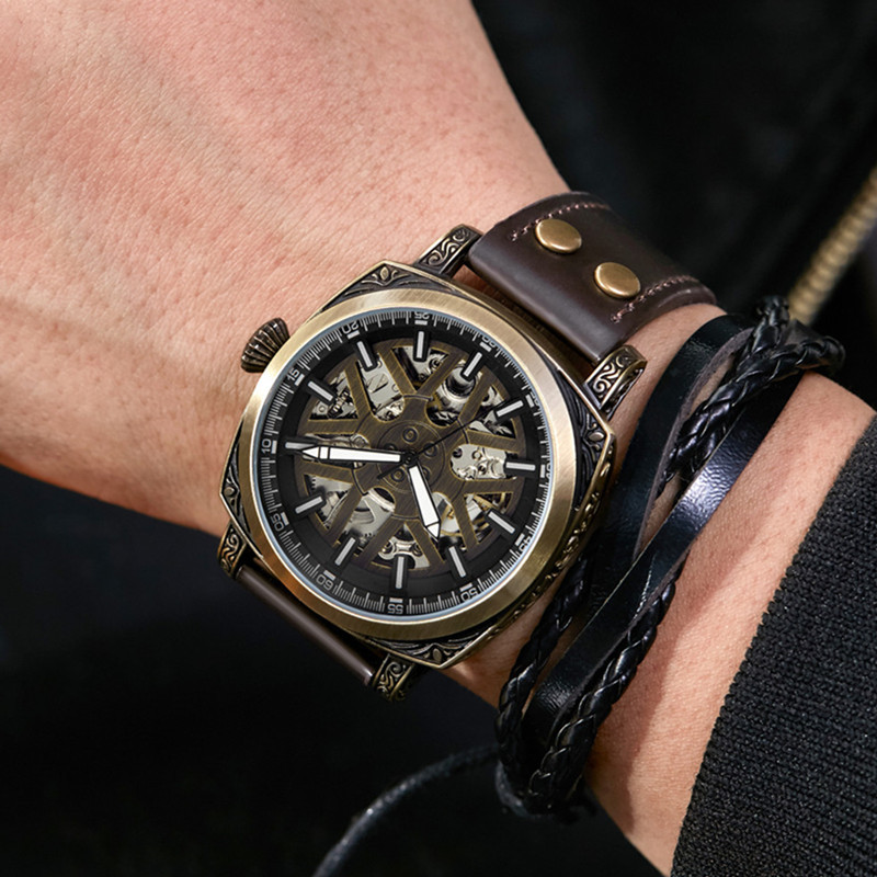 Reloj suizo SHENHUA Venta caliente reloj mecánico movimiento impermeable reloj luminoso hombres hueco moda reloj de pulsera