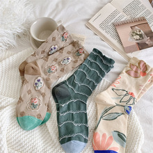 23秋季新品袜子复古宫廷风立体花朵女中筒袜时尚浮雕女袜堆堆袜